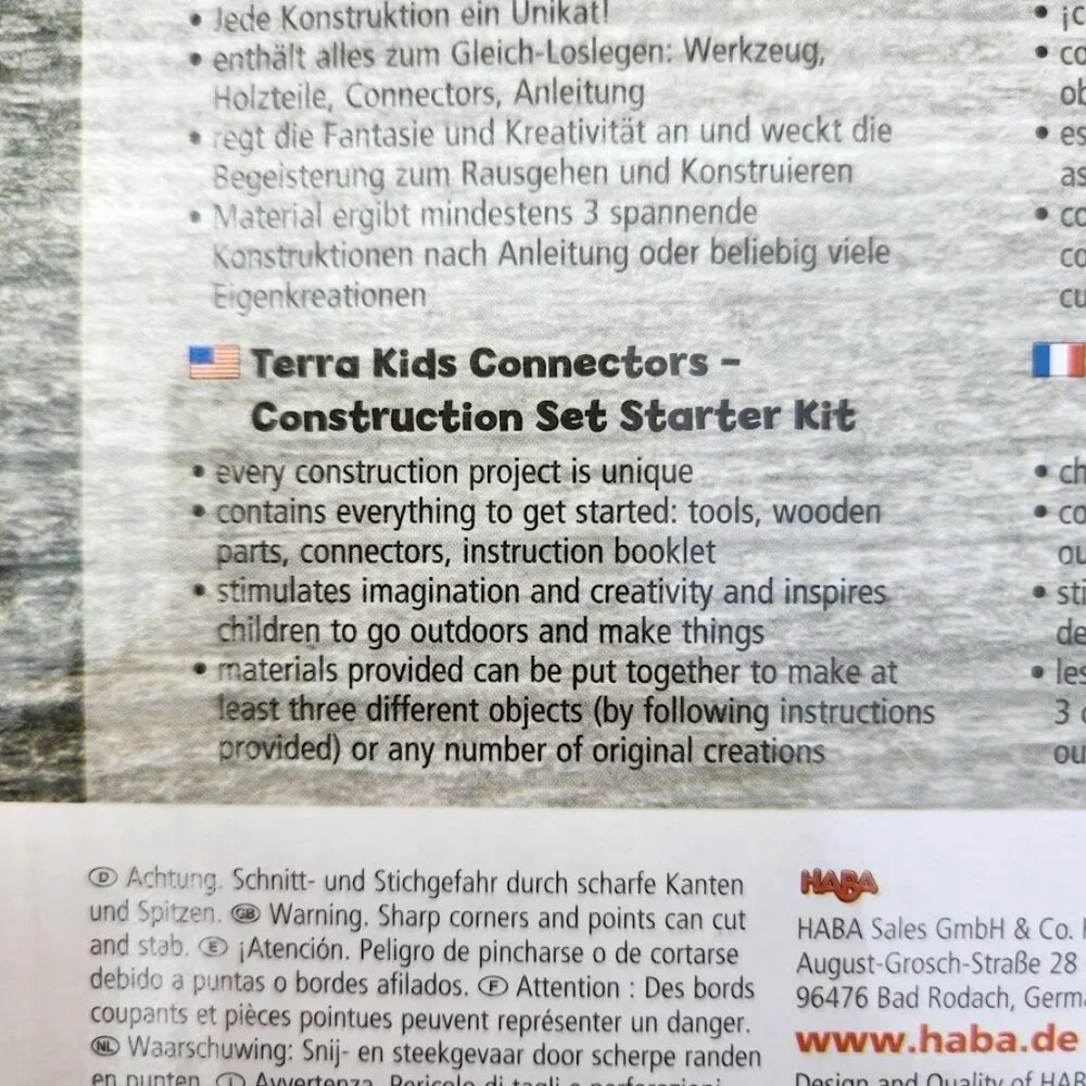 HABA Terra Kids Connectors Backyard Nature Craft Kit STEM ENGINEERING Toy NEW Mo